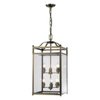 Diyas Aston 6 Light Pendant Light in Antique Brass with Glass