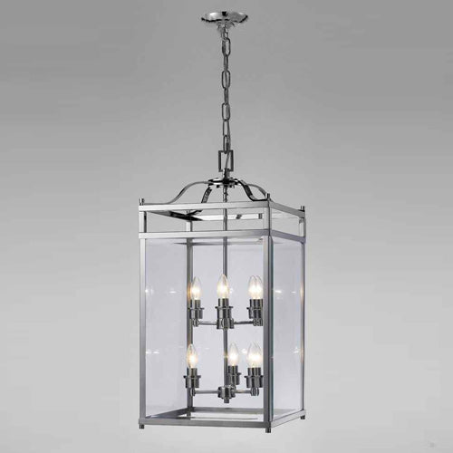 Diyas Aston 6 Light Pendant Light in Polished Chrome with Glass