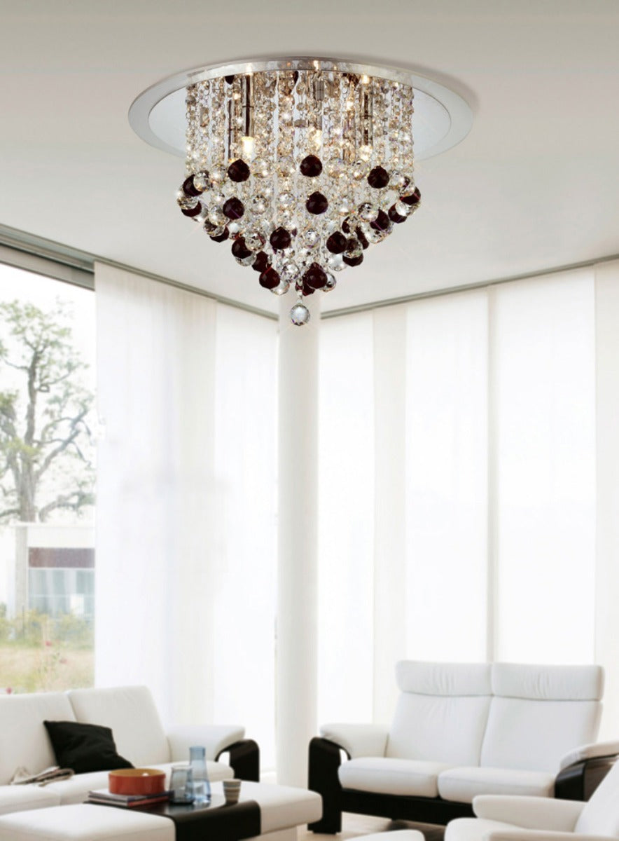 Diyas Atla 4 Light Ceiling Light in Polished Chrome with Acrylic Trim and Crystal