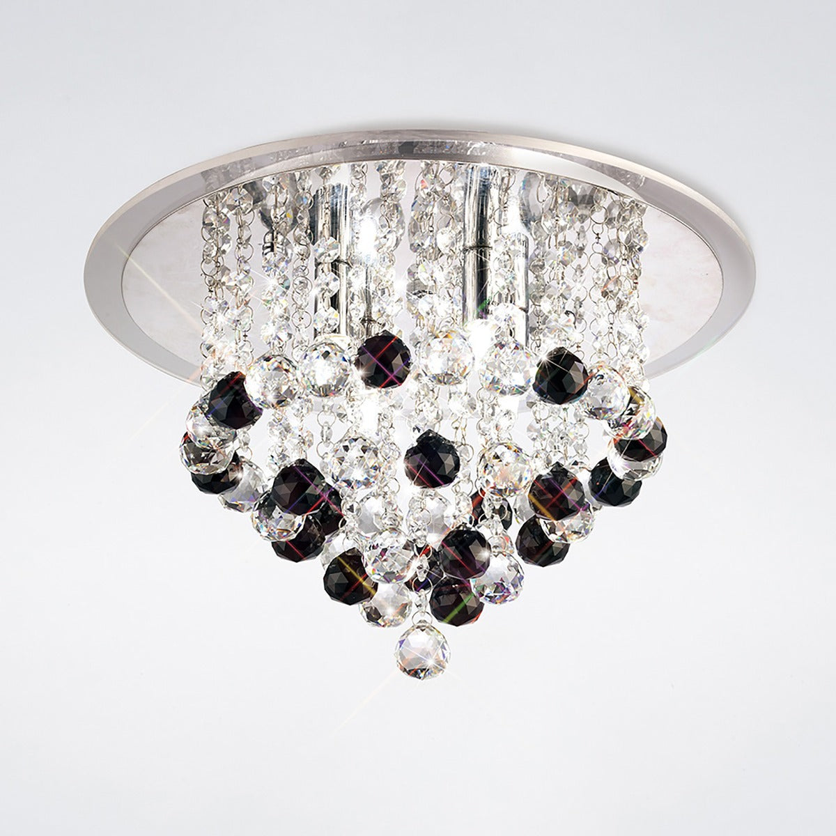 Diyas Atla 4 Light Ceiling Light in Polished Chrome with Acrylic Trim and Crystal