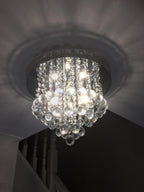 Diyas Atla 4 Light Flush Ceiling Light in Polished Chrome with Acrylic Trim and Crystal
