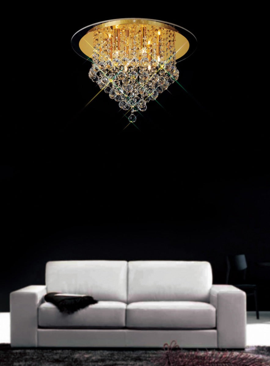 Diyas Atla 6 Light Ceiling Light in French Gold with Crystal