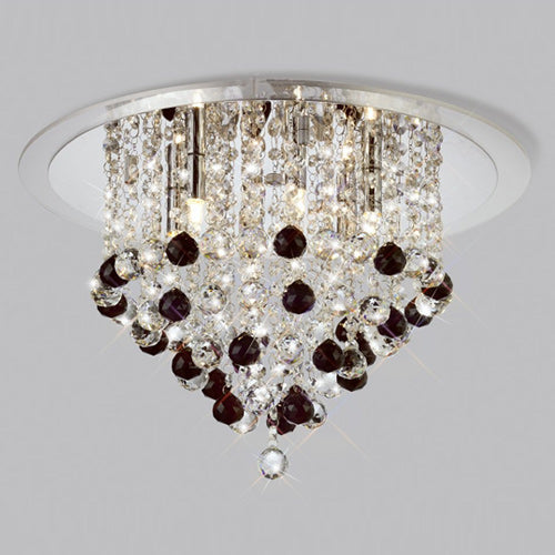 Diyas Atla 6 Light Ceiling Light in Polished Chrome with Acrylic Trim and Crystal
