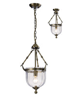Diyas Aubrey 1 Light Pendant Light in Antique Brass with Glass