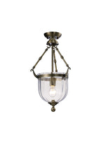 Diyas Aubrey 1 Light Pendant Light in Antique Brass with Glass