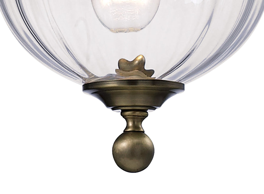 Diyas Aubrey 1 Light Pendant Light in Antique Brass with Glass