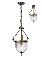 Diyas Aubrey 1 Light Pendant Light in Antique Brass with Glass