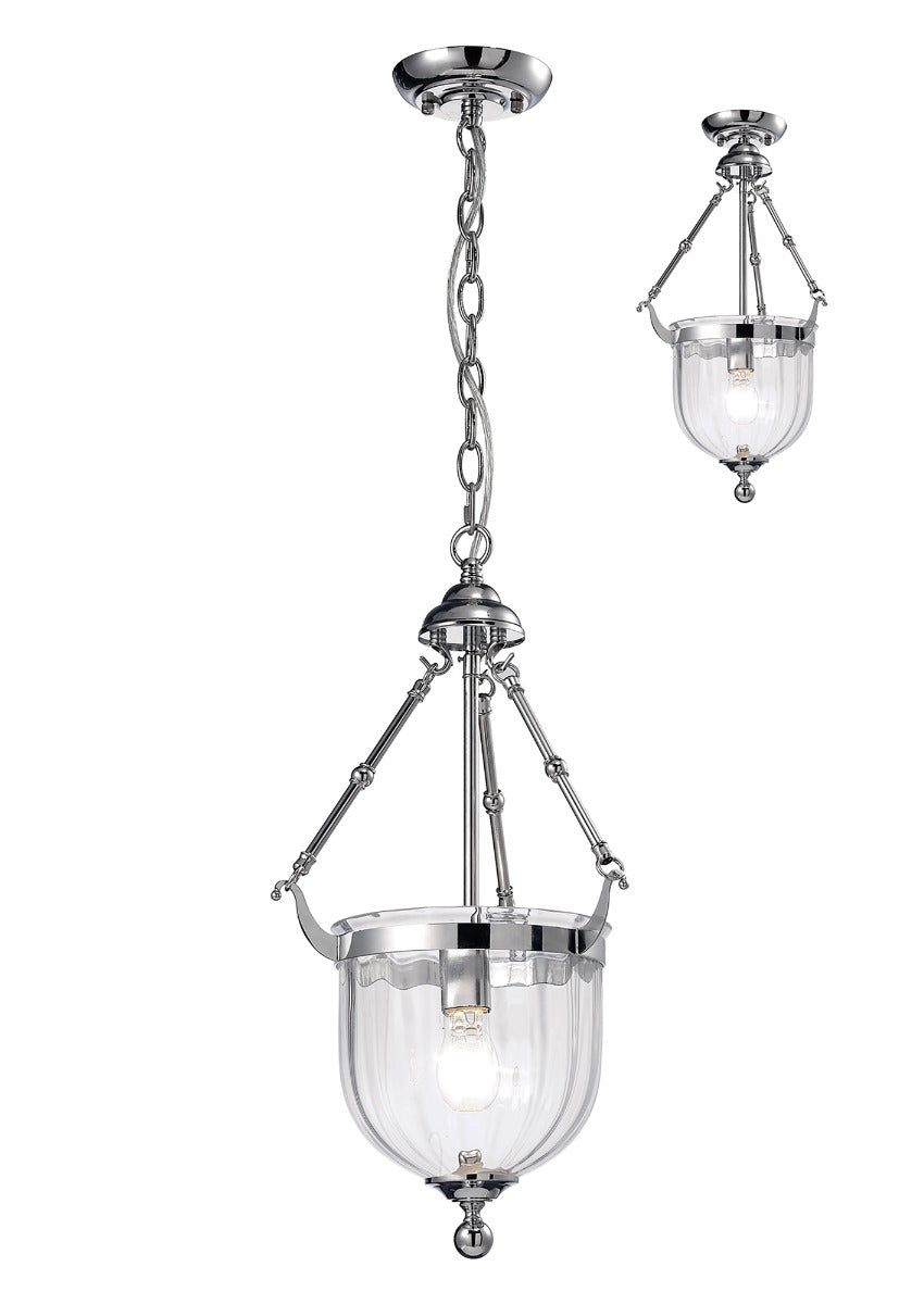 Diyas Aubrey 1 Light Pendant Light in Polished Chrome with Glass