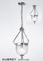 Diyas Aubrey 1 Light Pendant Light in Polished Chrome with Glass