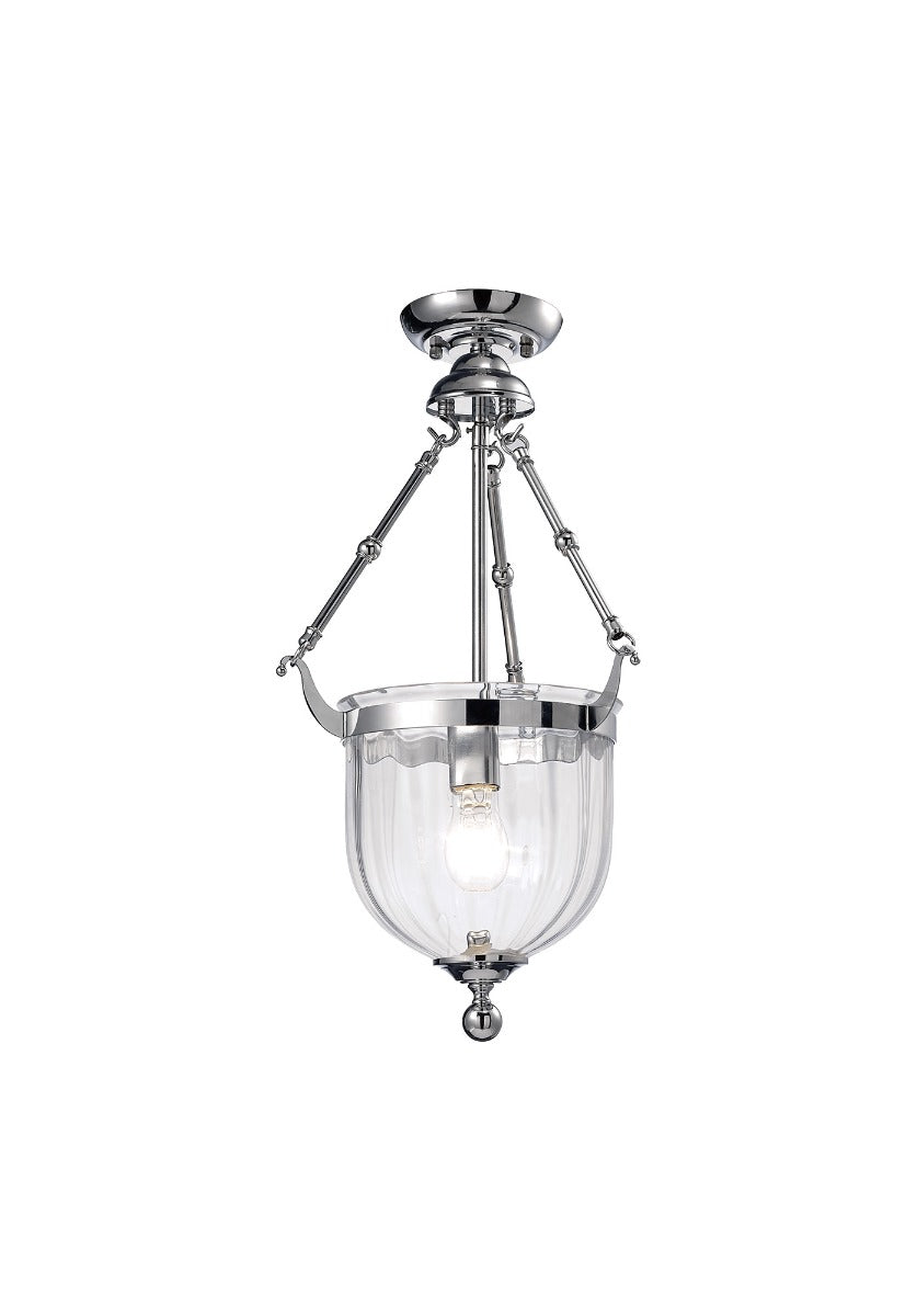 Diyas Aubrey 1 Light Pendant Light in Polished Chrome with Glass