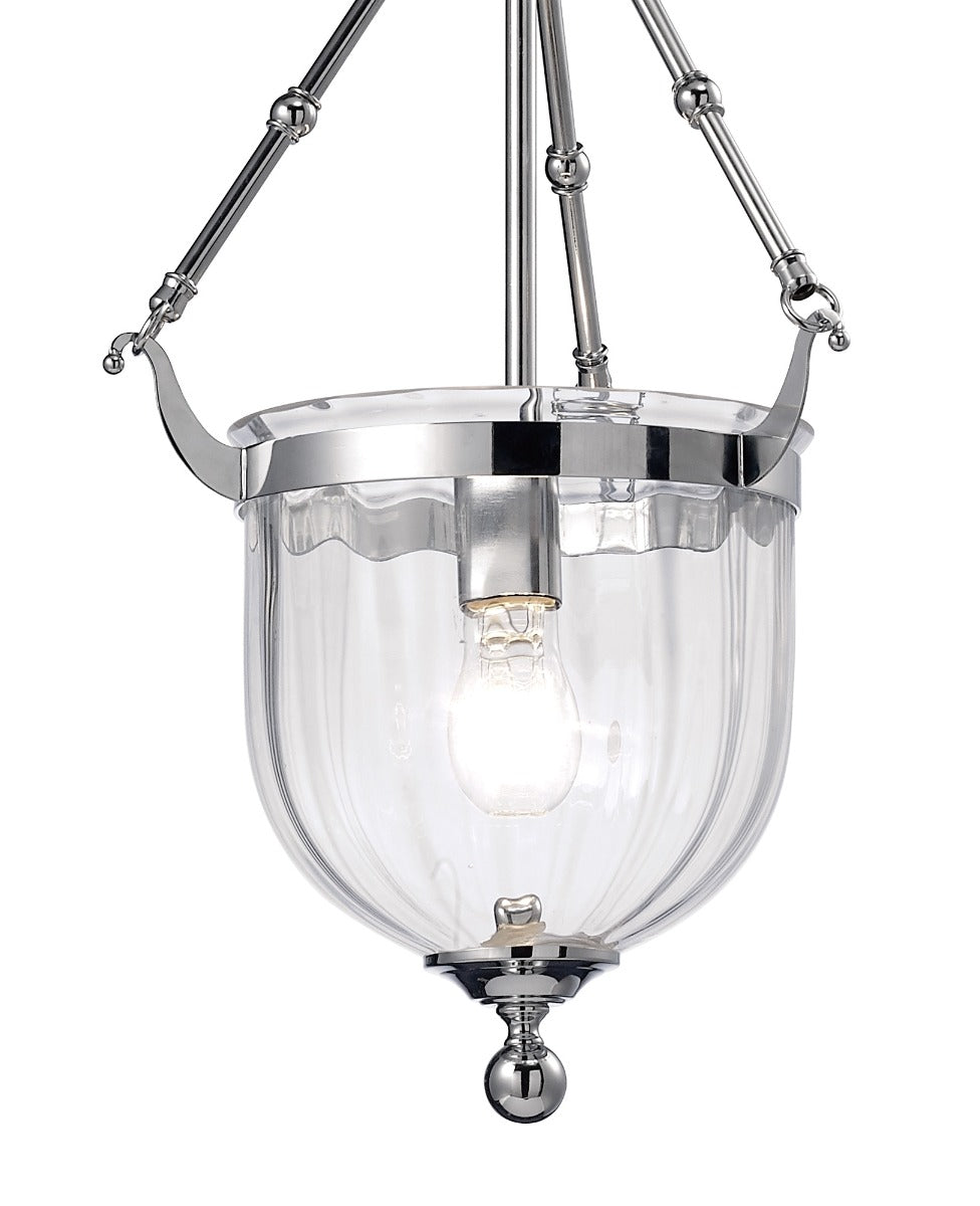 Diyas Aubrey 1 Light Pendant Light in Polished Chrome with Glass