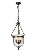 Diyas Aubrey 3 Light Pendant Light in Antique Brass with Glass