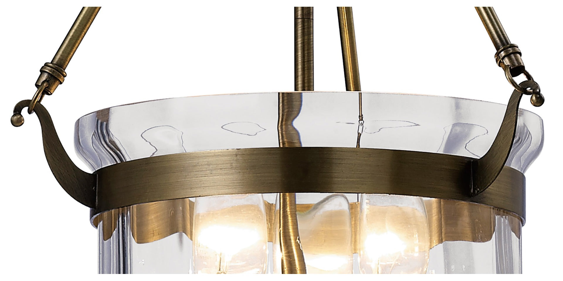 Diyas Aubrey 3 Light Pendant Light in Antique Brass with Glass