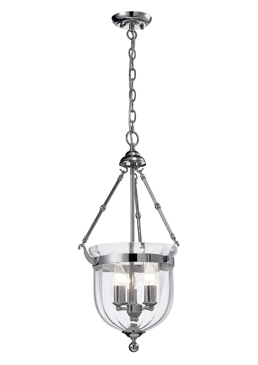 Diyas Aubrey 3 Light Pendant Light in Polished Chrome with Glass
