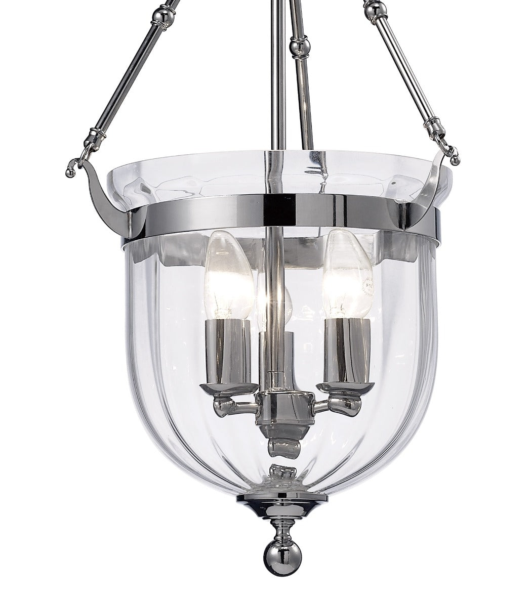 Diyas Aubrey 3 Light Pendant Light in Polished Chrome with Glass