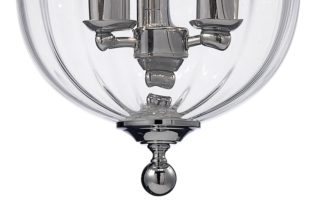 Diyas Aubrey 3 Light Pendant Light in Polished Chrome with Glass