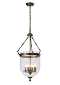Diyas Aubrey 4 Light Pendant Light in Antique Brass with Glass
