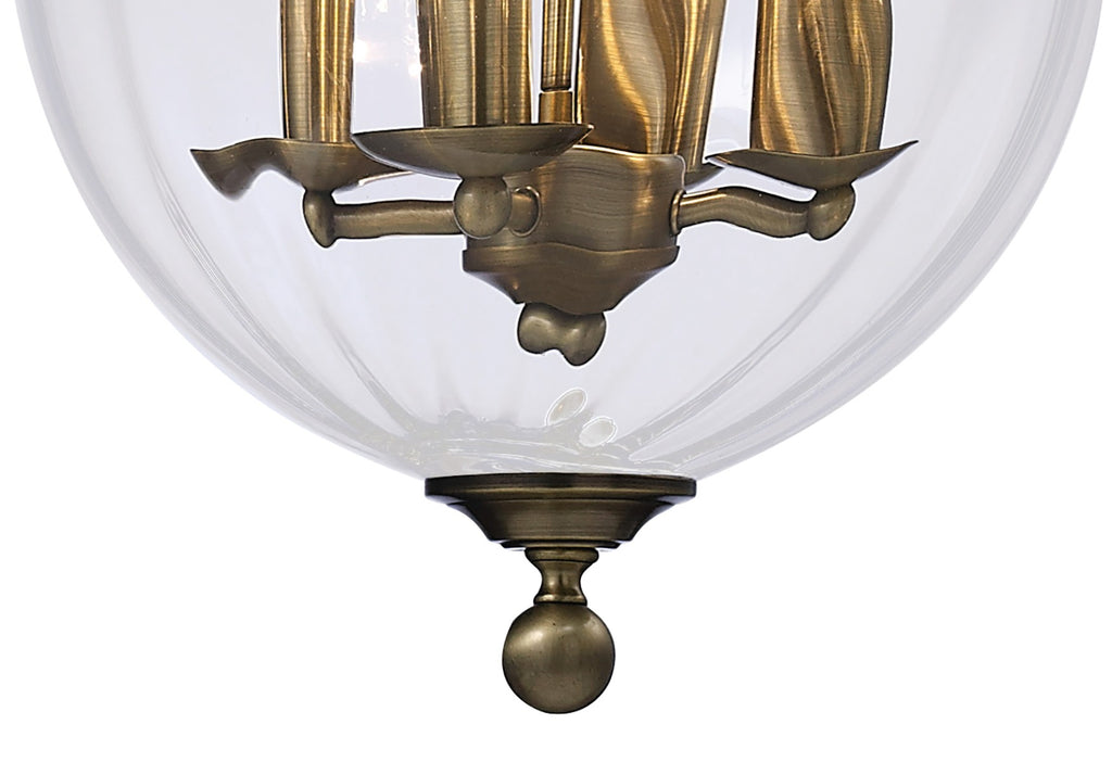 Diyas Aubrey 4 Light Pendant Light in Antique Brass with Glass