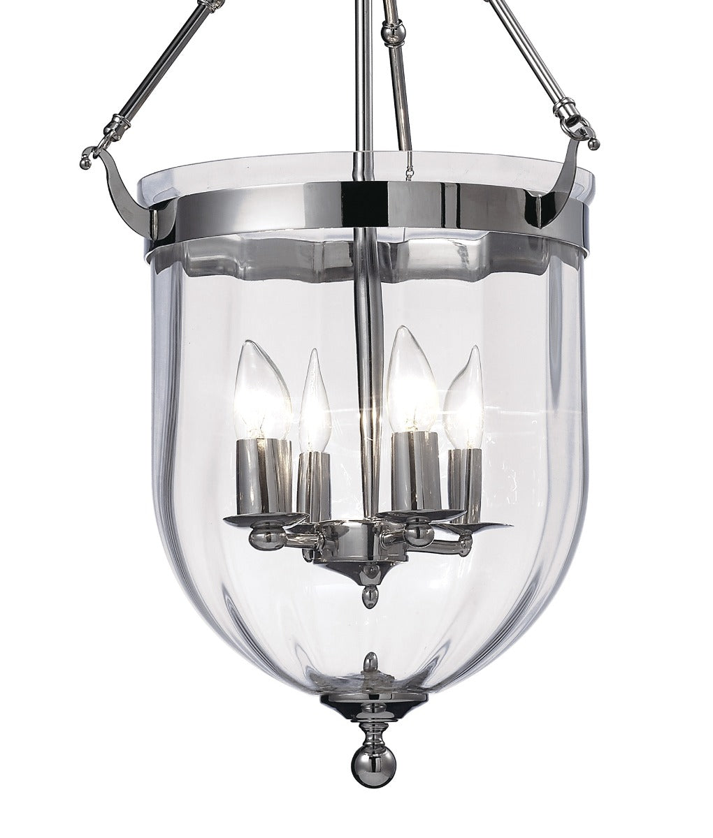 Diyas Aubrey 4 Light Pendant Light in Polished Chrome with Glass