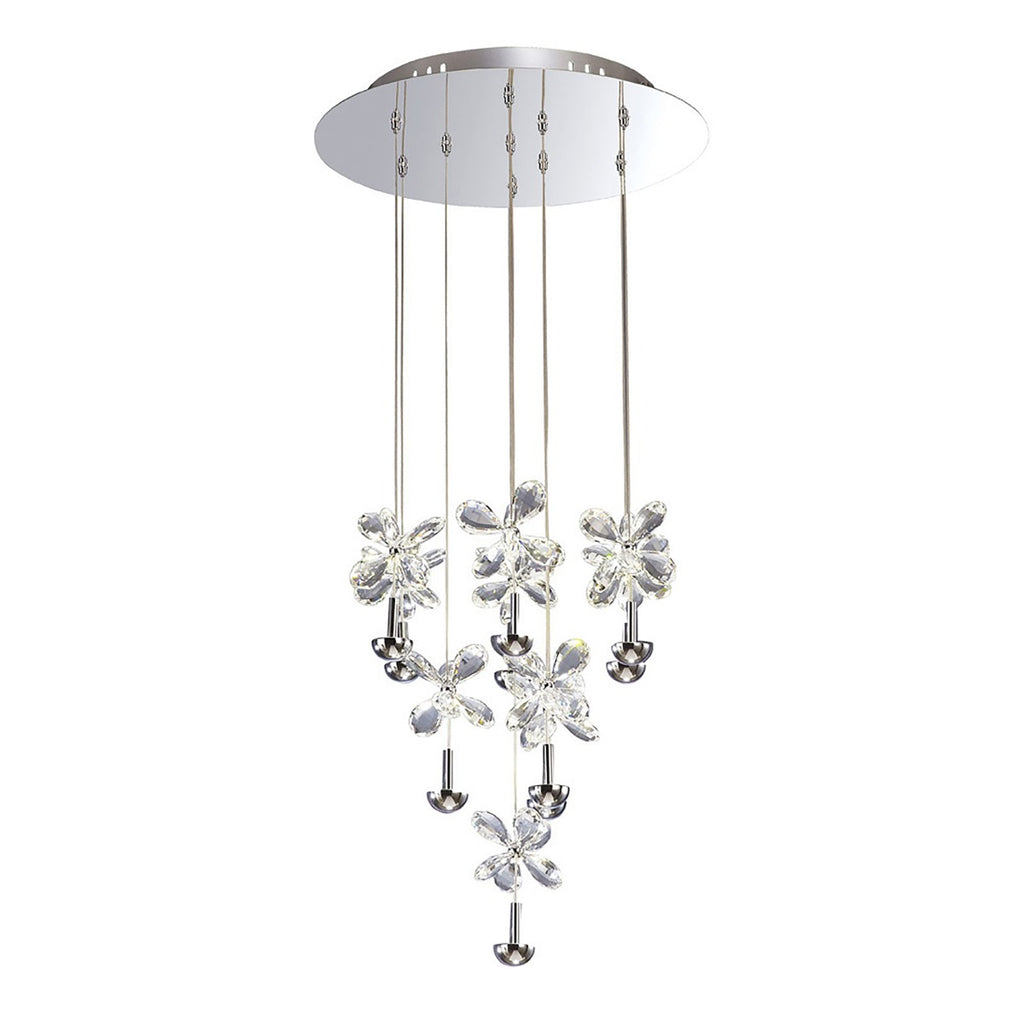 Diyas Aviva 10 Light Pendant Light in Polished Chrome with Crystal
