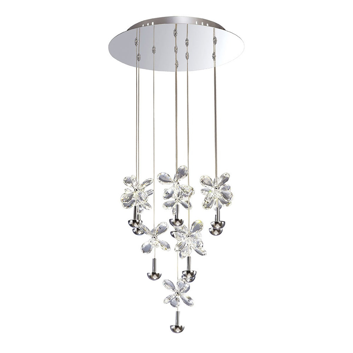 Diyas Aviva 10 Light Pendant Light in Polished Chrome with Crystal