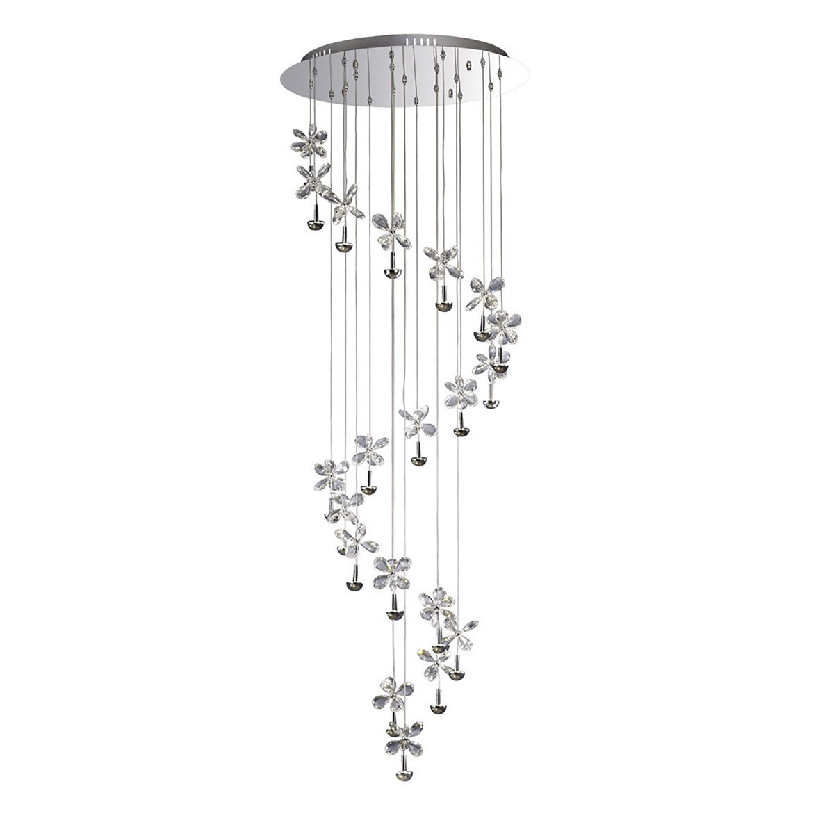 Diyas Aviva 20 Light Spiral Pendant Light in Polished Chrome with Crystal
