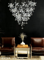 Diyas Aviva 28 Light Pendant Light in Polished Chrome with Crystal