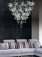 Diyas Aviva 28 Light Pendant Light in Polished Chrome with Crystal