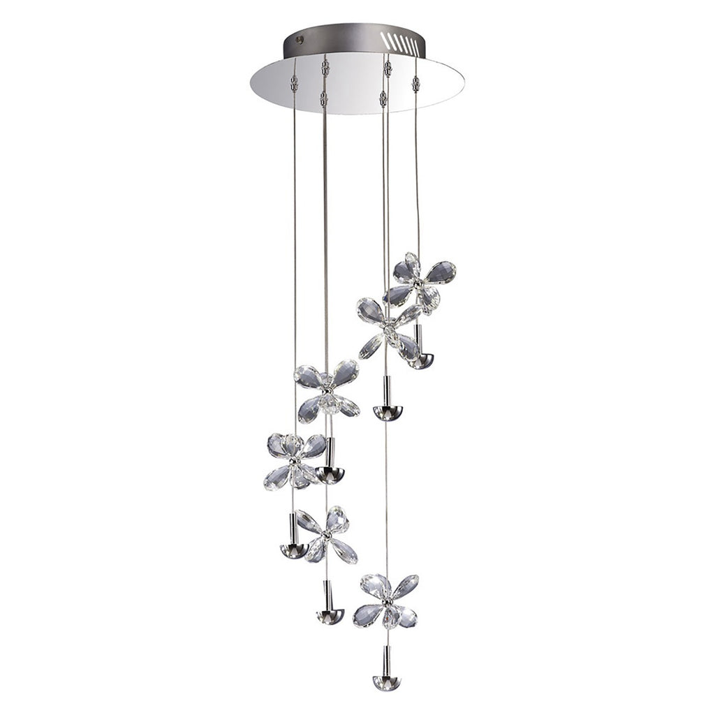 Diyas Aviva 6 Light Spiral Pendant Light in Polished Chrome with Crystal