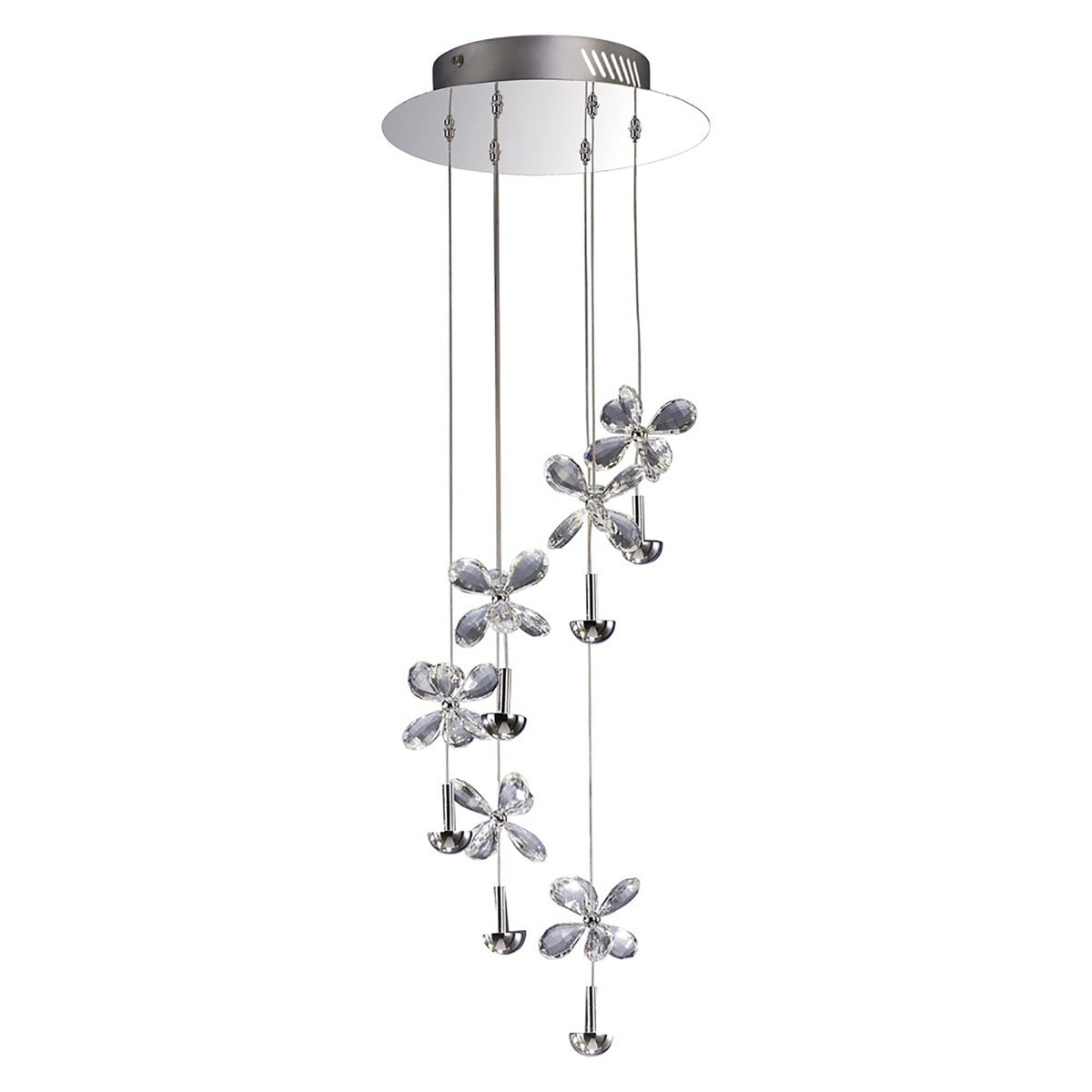 Diyas Aviva 6 Light Spiral Pendant Light in Polished Chrome with Crystal