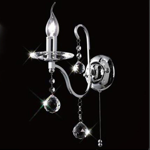 Diyas Bianco 1 Light Switched Wall Light in Polished Chrome with Crystal