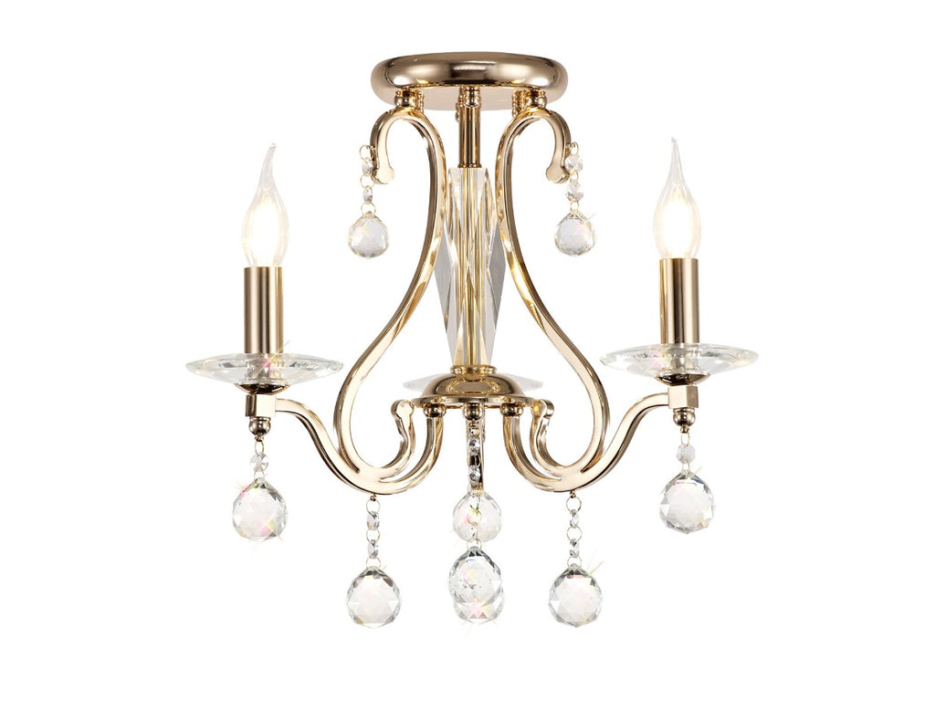 Diyas Bianco 3 Light Crystal Chandelier in French Gold