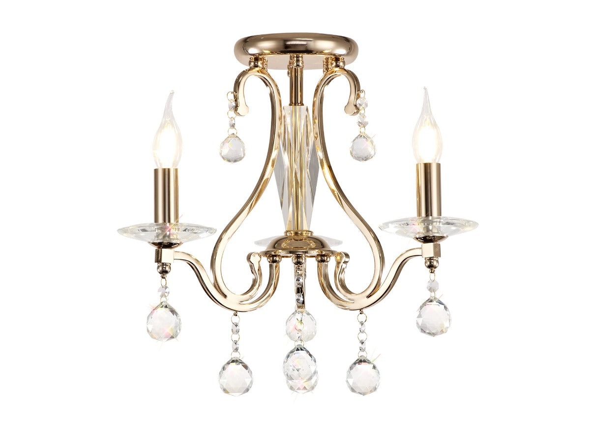 Diyas Bianco 3 Light Crystal Chandelier in French Gold