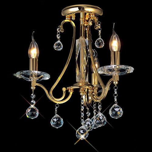 Diyas Bianco 3 Light Crystal Chandelier in French Gold