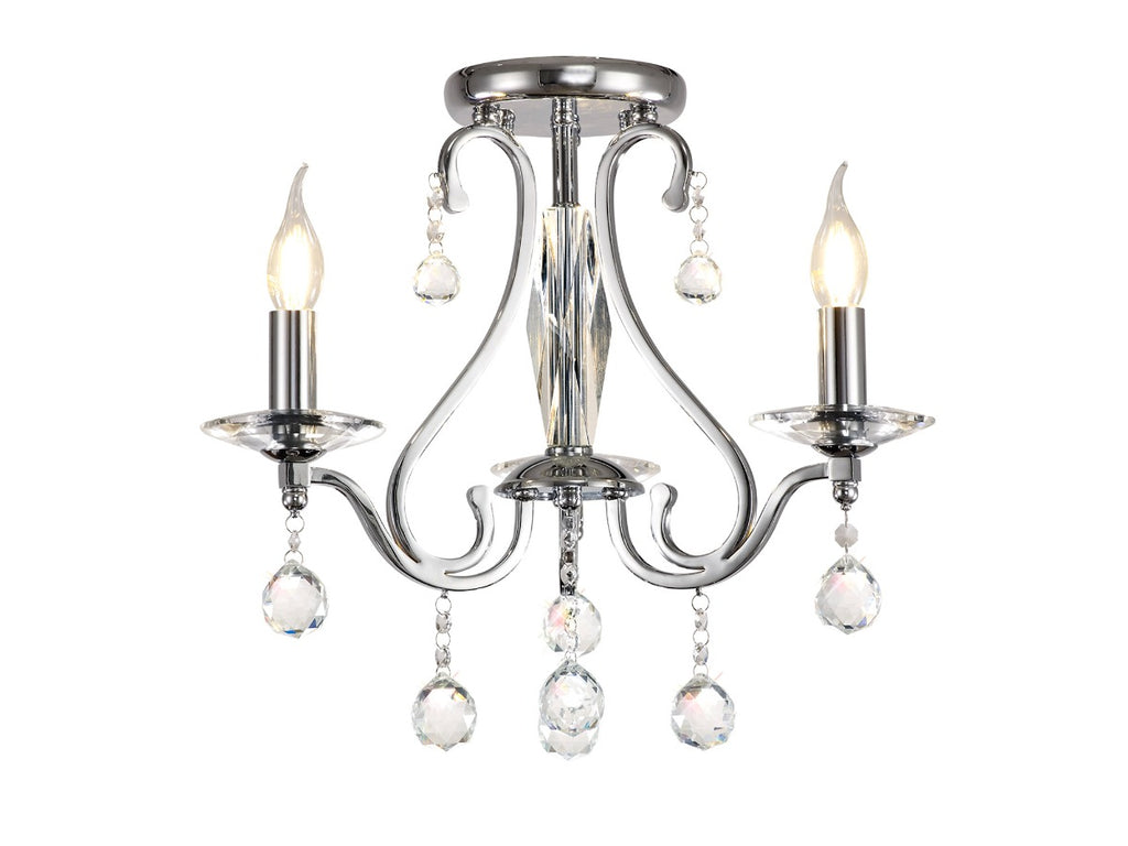 Diyas Bianco 3 Light Crystal Chandelier in Polished Chrome