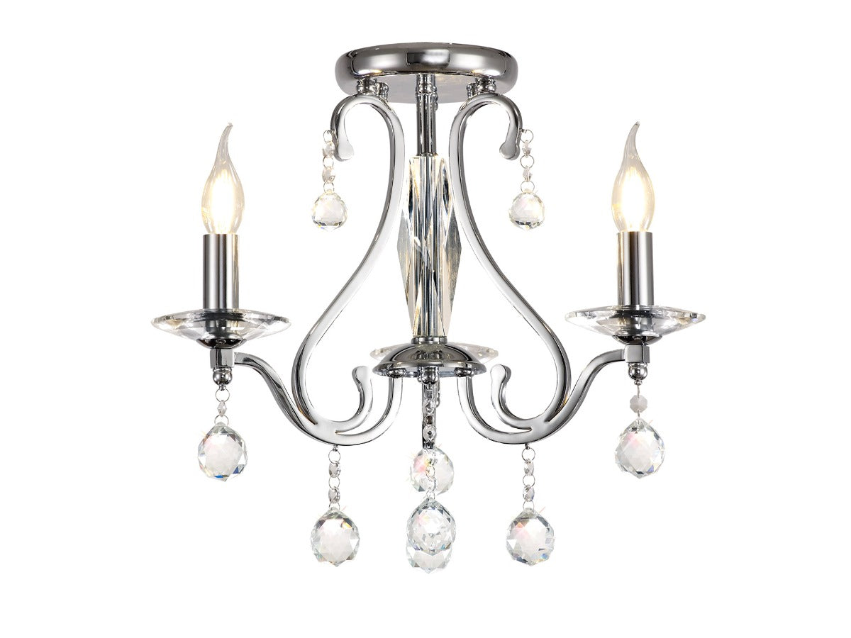 Diyas Bianco 3 Light Crystal Chandelier in Polished Chrome