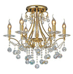 Diyas Bianco 6 Light Semi Flush Ceiling Light in French Gold with Crystal
