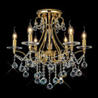 Diyas Bianco 6 Light Semi Flush Ceiling Light in French Gold with Crystal