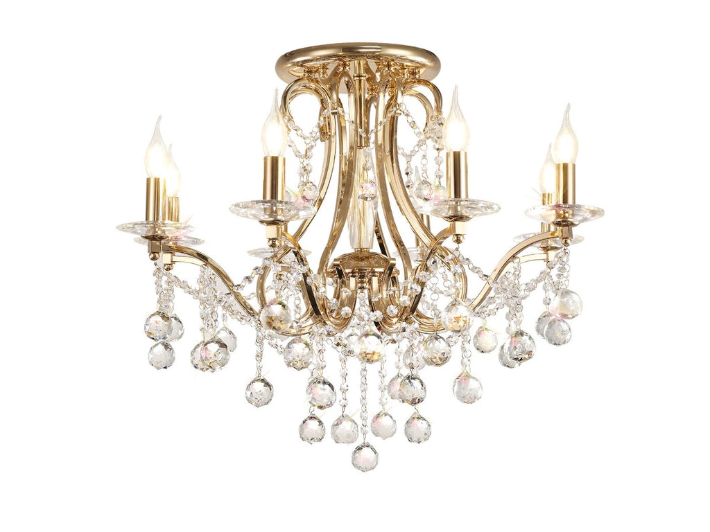Diyas Bianco 8 Light Crystal Chandelier in French Gold