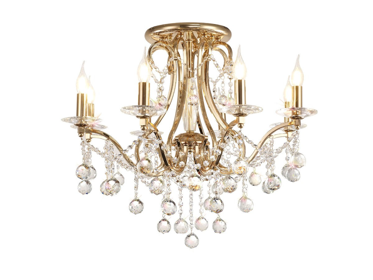 Diyas Bianco 8 Light Crystal Chandelier in French Gold