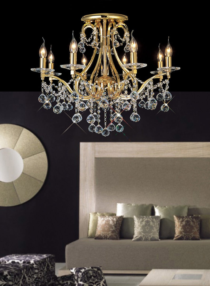 Diyas Bianco 8 Light Crystal Chandelier in French Gold