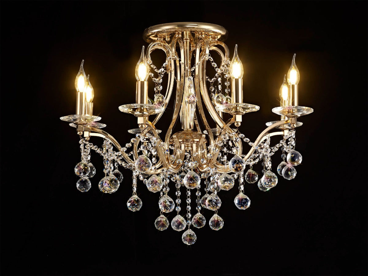 Diyas Bianco 8 Light Crystal Chandelier in French Gold