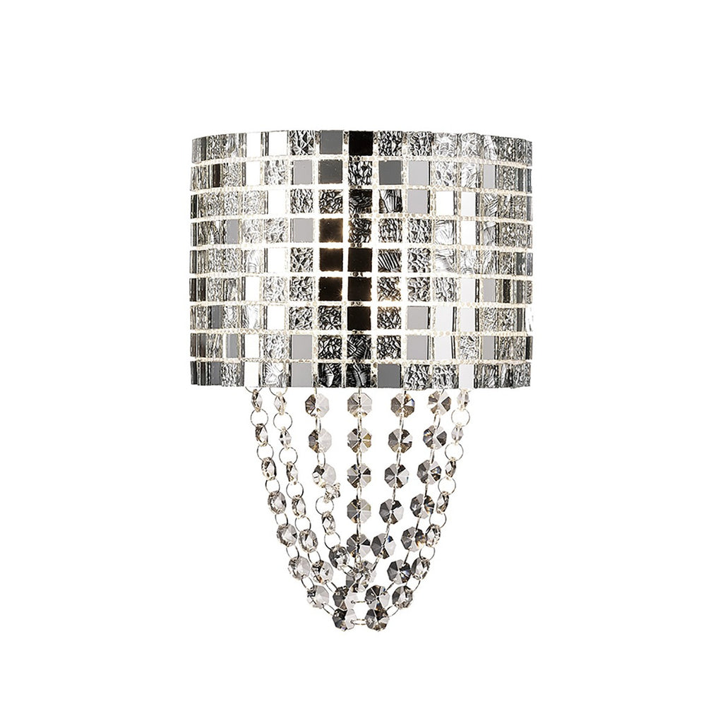 Diyas Camden 2 Light Wall Light in Polished Chrome with Mosaic Glass and Crystal