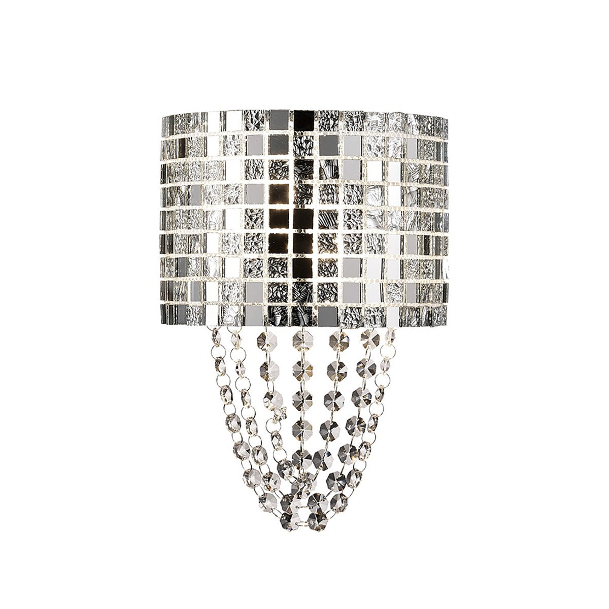 Diyas Camden 2 Light Wall Light in Polished Chrome with Mosaic Glass and Crystal