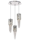 Diyas Camden 3 Light Round Pendant Light in Polished Chrome with Mosaic Glass and Crystal