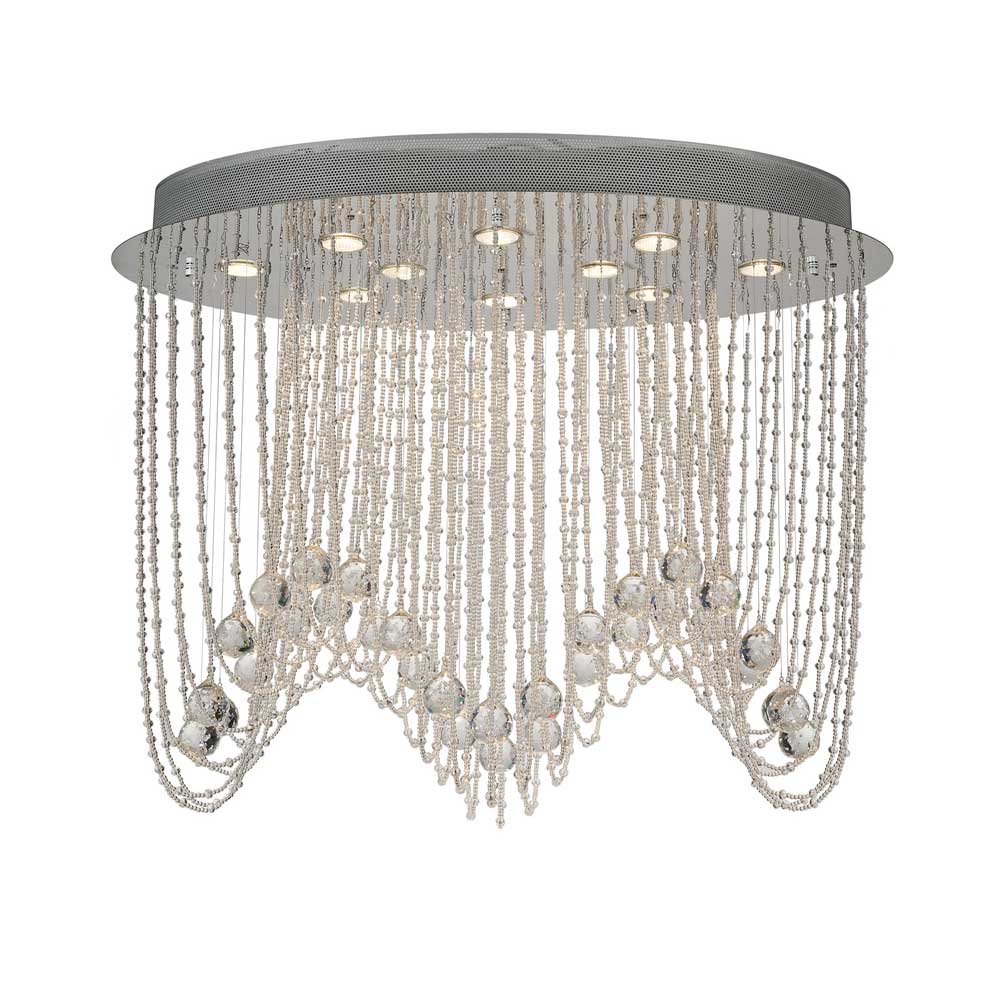 Diyas Camilla 10 Light Oval Ceiling Light in Polished Chrome with Crystal