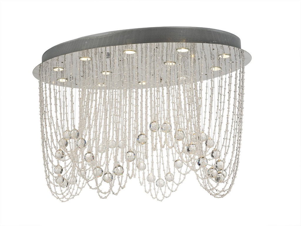 Diyas Camilla 12 Light Oval Ceiling Light in Polished Chrome with Crystal