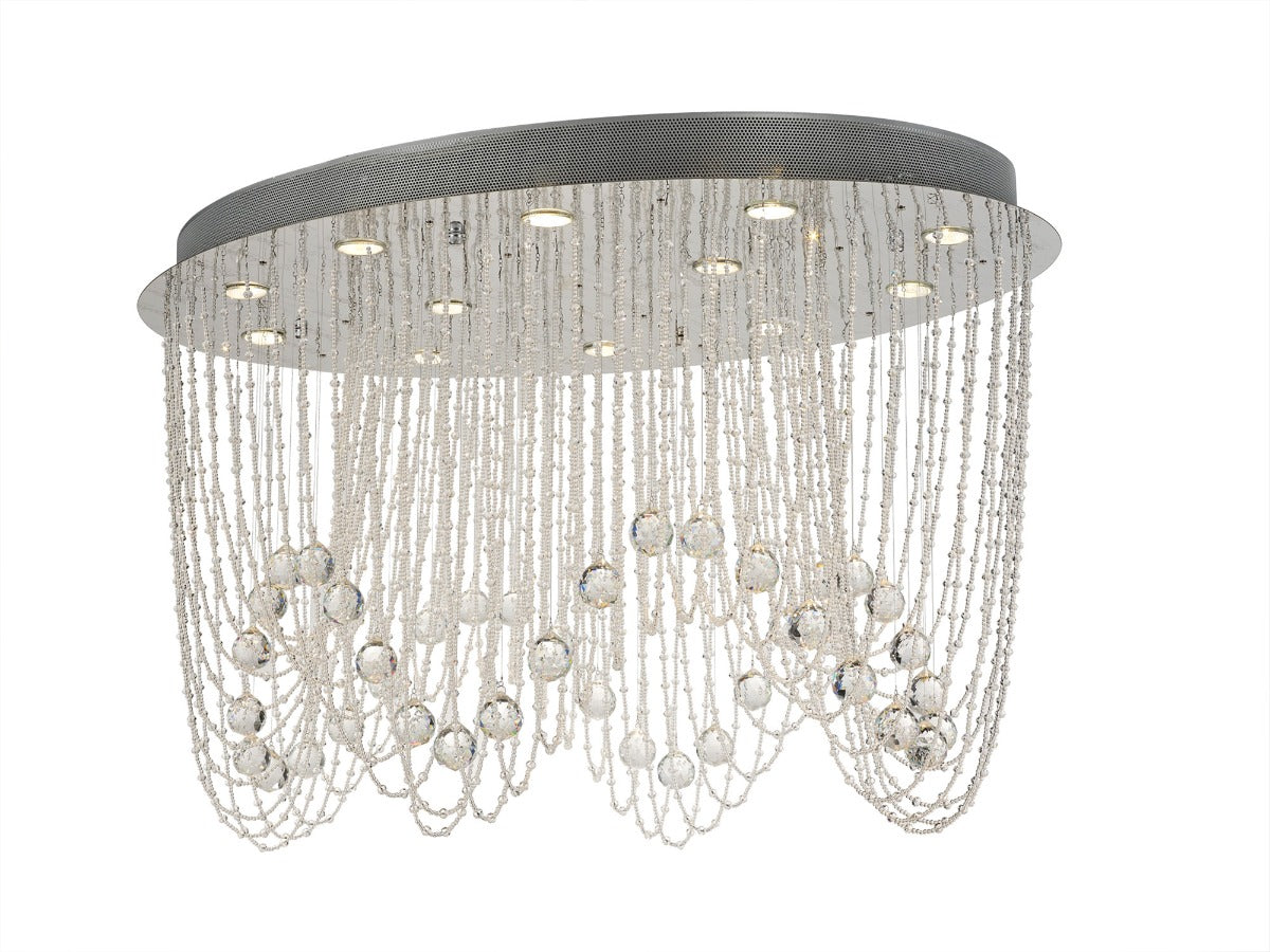Diyas Camilla 12 Light Oval Ceiling Light in Polished Chrome with Crystal