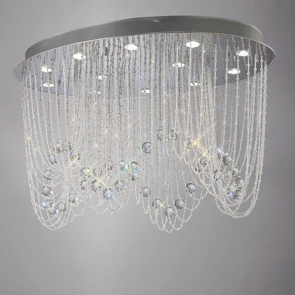 Diyas Camilla 12 Light Oval Ceiling Light in Polished Chrome with Crystal