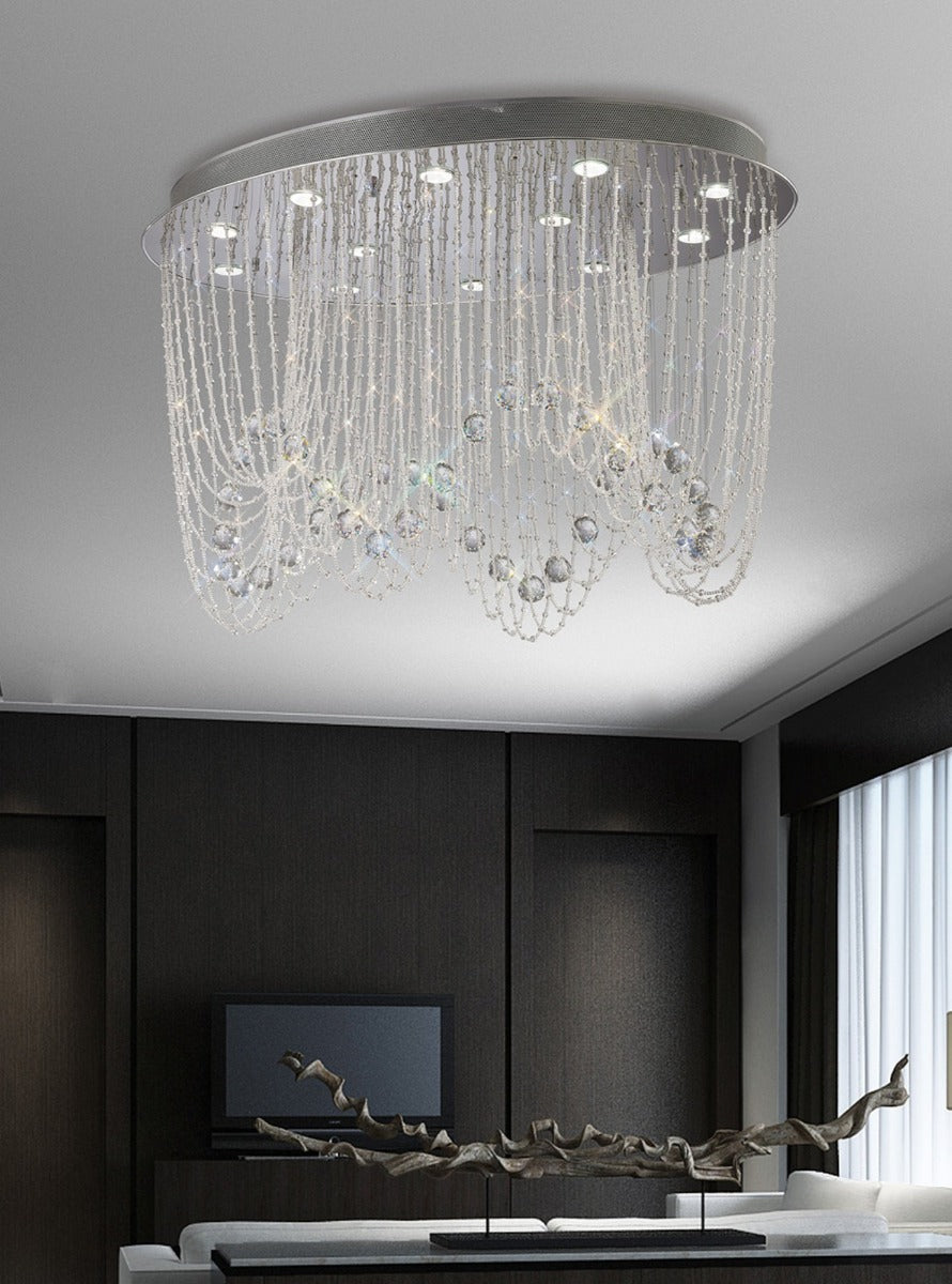 Diyas Camilla 12 Light Oval Ceiling Light in Polished Chrome with Crystal